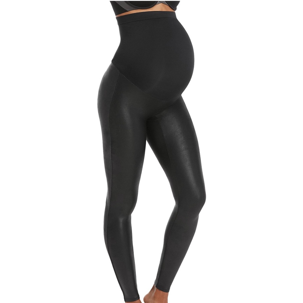 Black Maternity Faux Leather Leggings